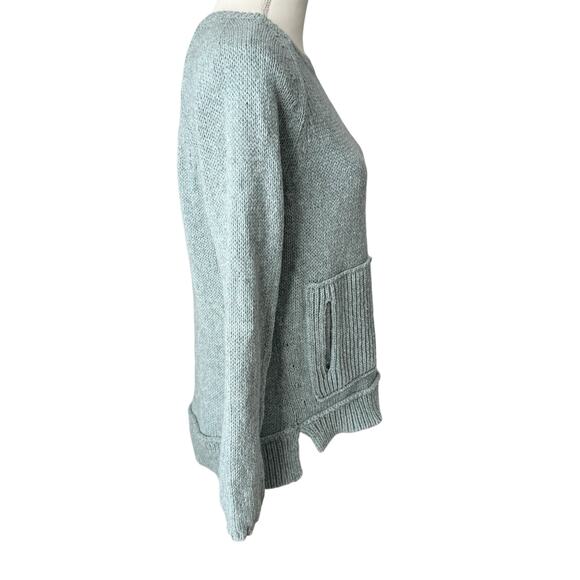 J. JILL Sweater Womens SP Seafoam Green Cotton Wool Blend Relaxed Fit - Picture 4 of 8